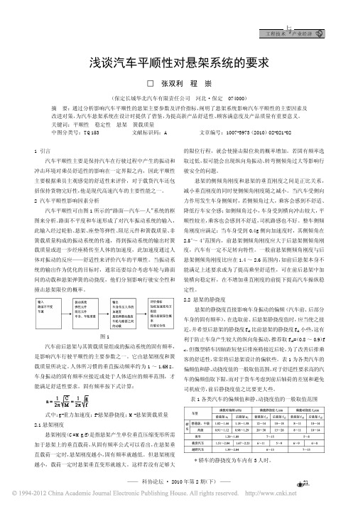 浅谈汽车平顺性对悬架系统的要求