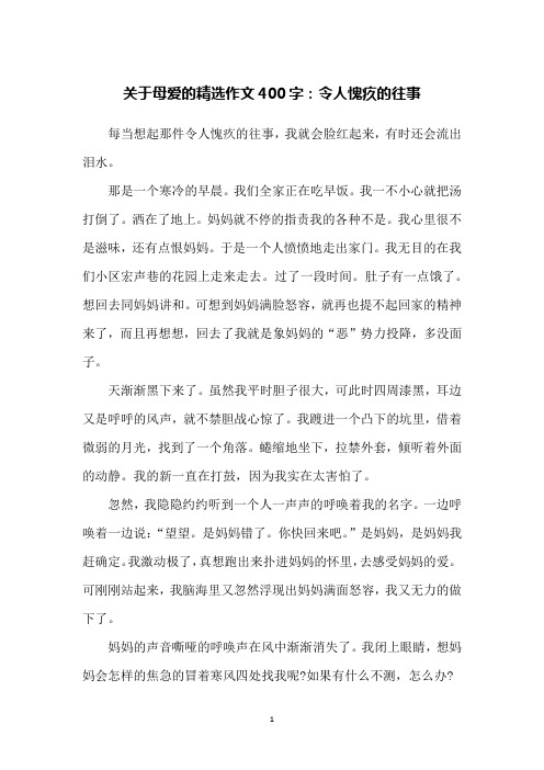 关于母爱的精选作文400字：令人愧疚的往事