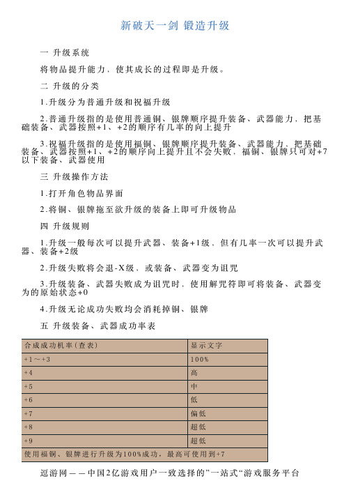 新破天一剑锻造升级