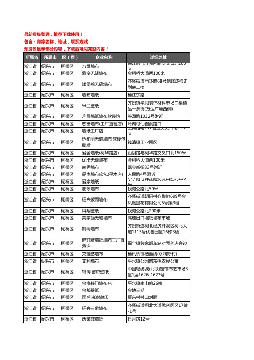 新版浙江省绍兴市柯桥区壁纸企业公司商家户名录单联系方式地址大全199家