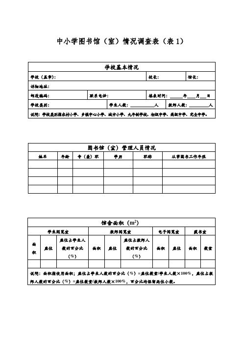 图书馆(室)情况调查统计表-表1