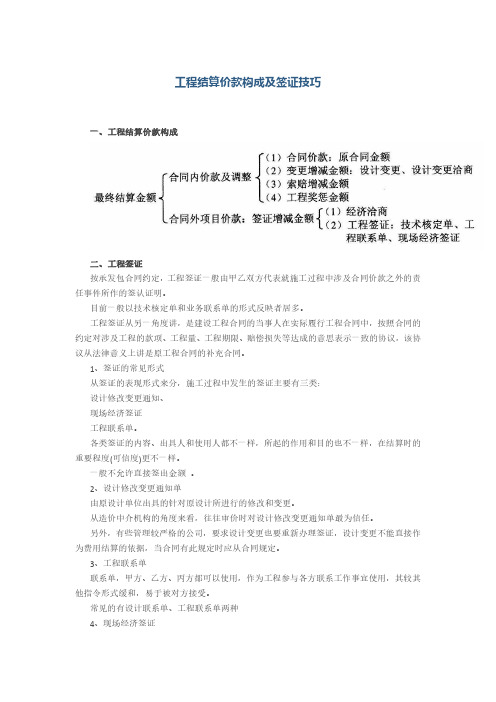 工程结算价款构成及签证技巧