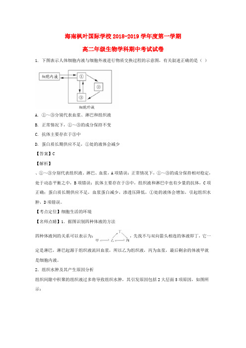 海南省海南枫叶国际学校2018_2019学年高二生物上学期期中试题(含解析)