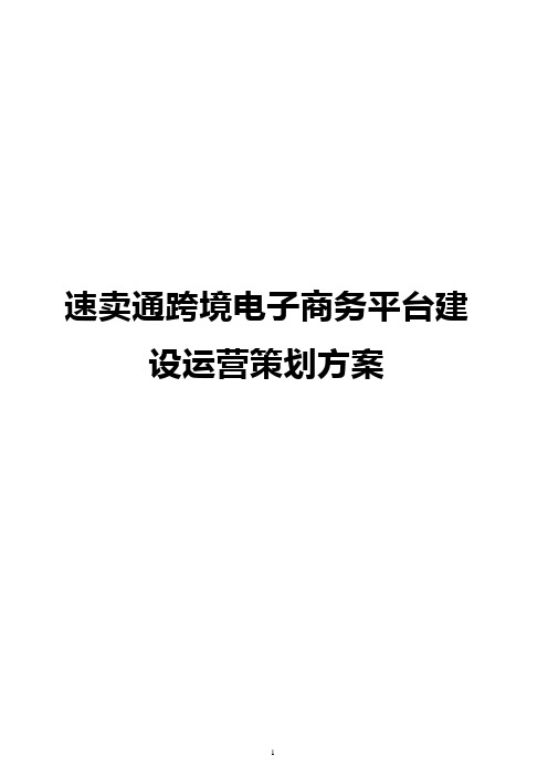 【新编】速卖通跨境电子商务平台建设运营项目商业计划书