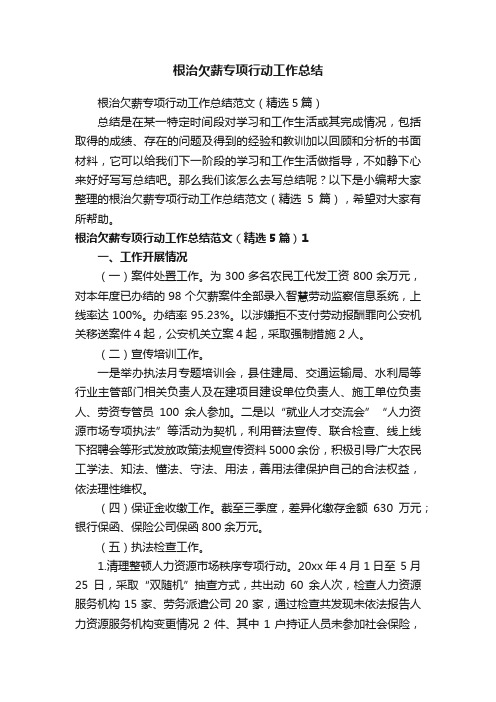 根治欠薪专项行动工作总结