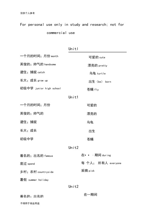 沪教牛津英语六年级上册单词汇总