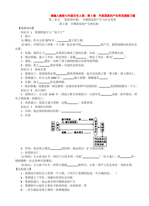部编人教版七年级历史上册：第4课 早期国家的产生和发展练习题