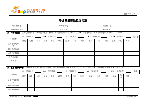 培养基适用性检查记录表