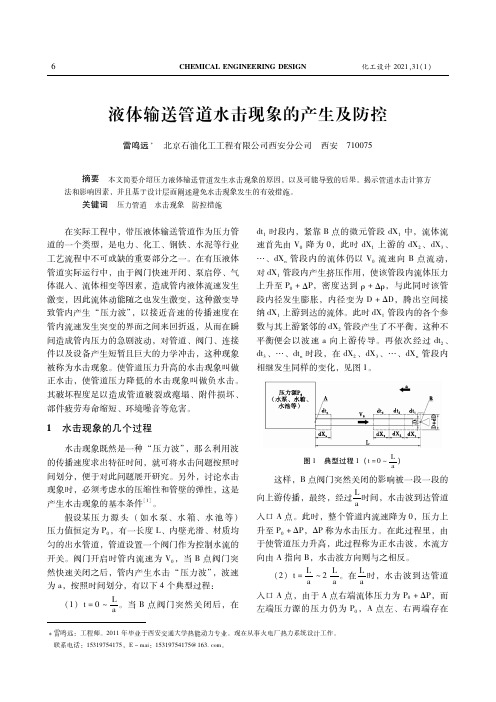 液体输送管道水击现象的产生及防控