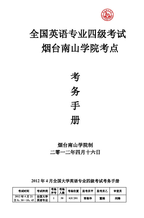 2010年3月全国大学英语专业八级考试考务手