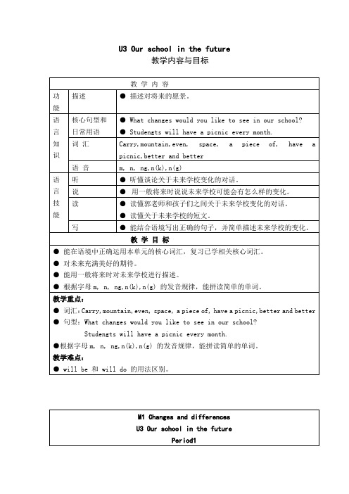 上海教育版英语六年级下册Unit 3《Our school in the future》word教案