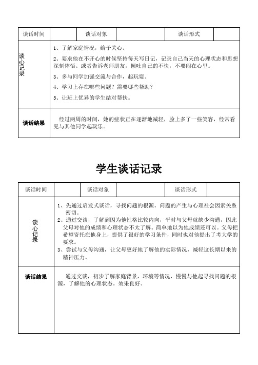 班主任与学生谈话记录手册(学生谈话)