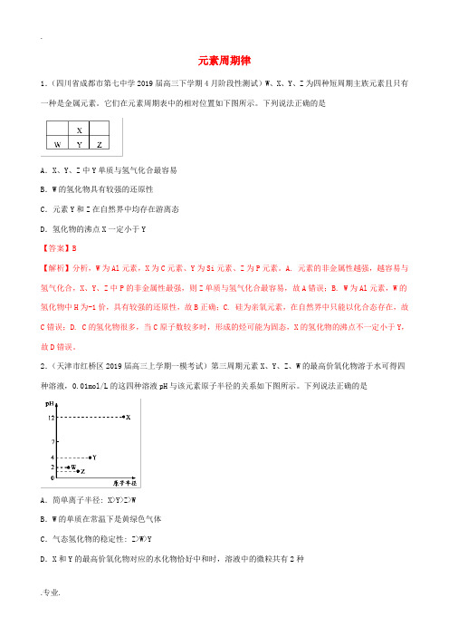 领军高考化学 真题透析 专题5.2 元素周期律(高效演练)(含解析)-人教版高三全册化学试题