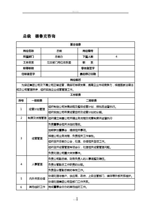总裁职位说明书