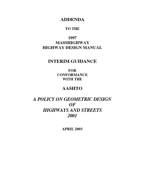 A POLICY ON GEOMETRIC DESIGN OF HIGHWAYS AND STREETS