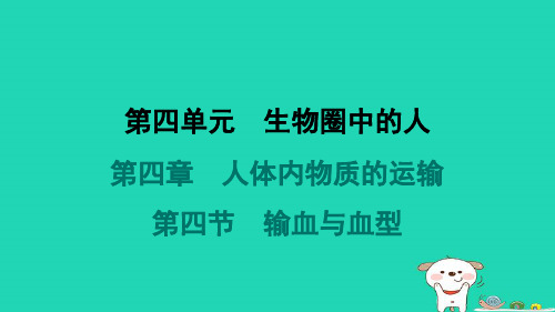 七年级生物下册第四单元第四章第四节输血与血型习题新版新人教版