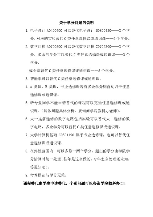 杭州电子科技大学关于学分问题的说明