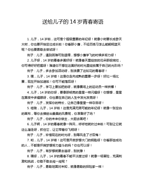 送给儿子的14岁青春寄语