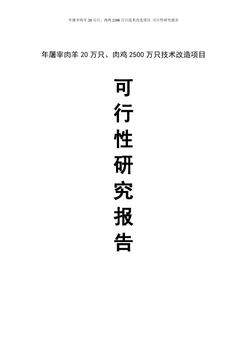 年屠宰肉羊20万只、肉鸡2500万只技术改造项目可行性研究报告