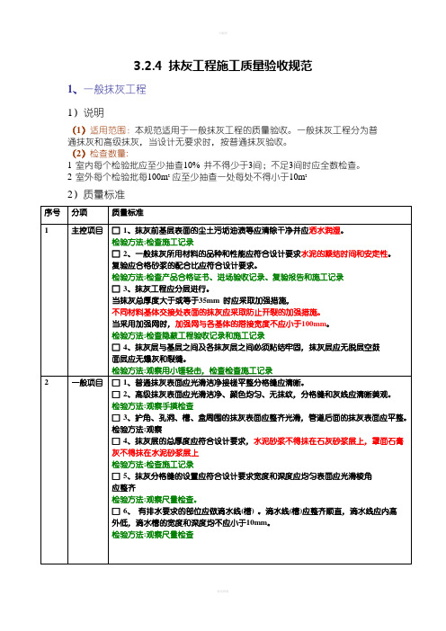 抹灰工程施工质量验收规范