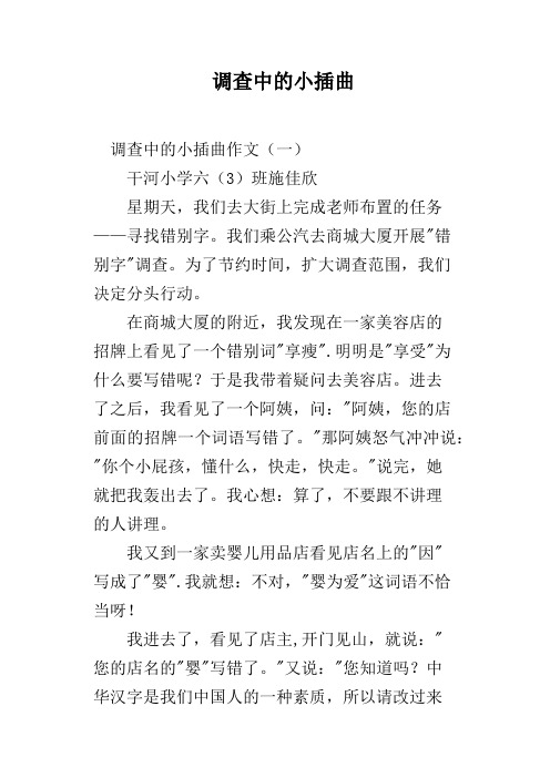 调查中的小插曲
