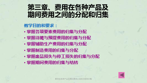 费用在各种产品及期间费用之间的分配和归集课件