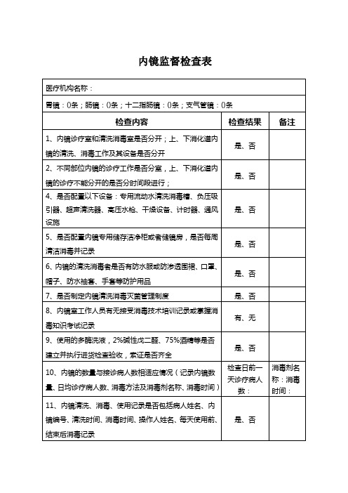 内镜室督检查表