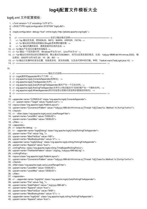 log4j配置文件模板大全