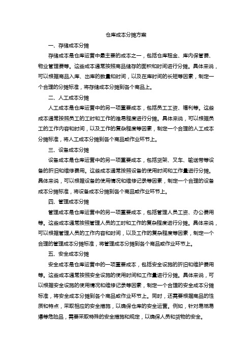 仓库成本分摊方案