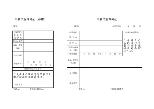 吊装作业许可证