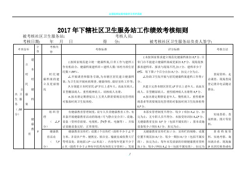 2017年公共卫生社区卫生服务站绩效考核细则  - 副本