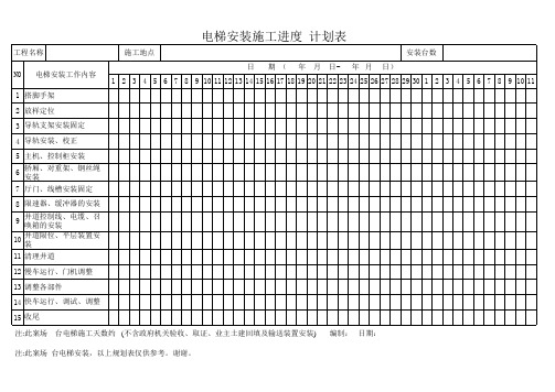 电梯安装施工进度计划表