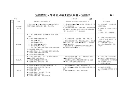 (上海市新版)危险性较大的分部分项工程及其重大危险源