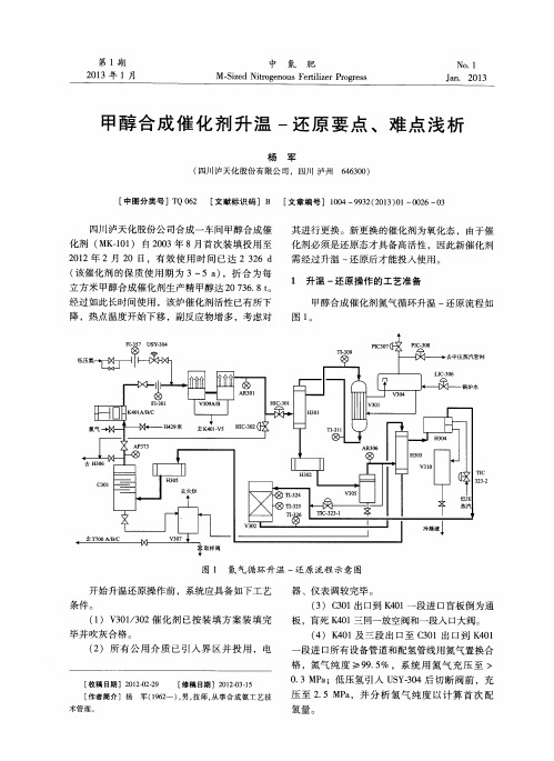 甲醇合成催化剂升温-还原要点、难点浅析