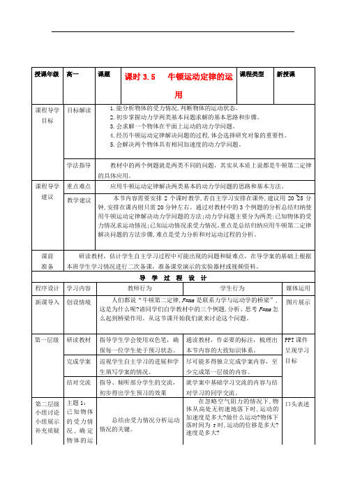 高中物理 第3章 第5节《牛顿运动定律的运用》导学案 教科版必修1