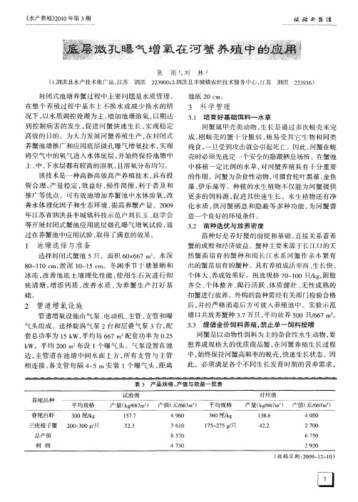 底层微孔曝气增氧在河蟹养殖中的应用