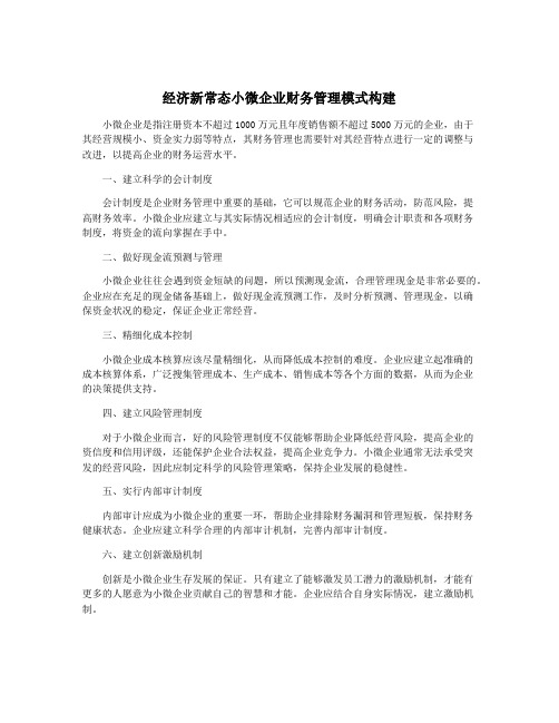 经济新常态小微企业财务管理模式构建