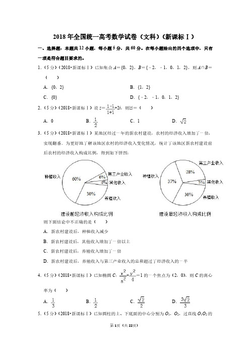 2018年全国统一高考数学试卷(文科)(新课标ⅰ)