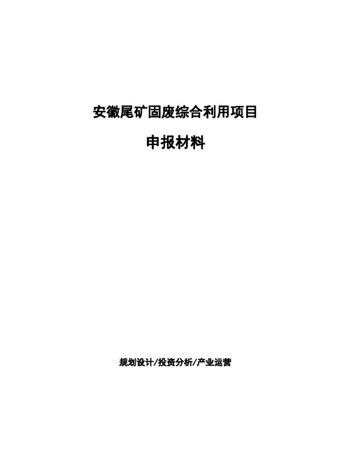 安徽尾矿固废综合利用项目申报材料