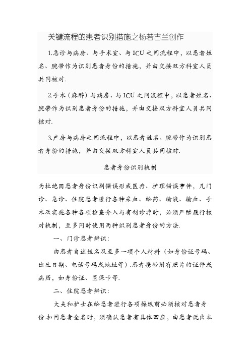 关键流程的患者识别措施