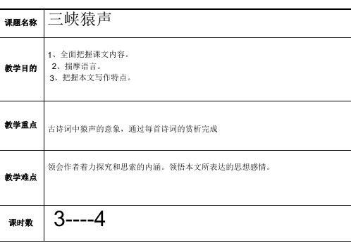 《三峡猿声》教学设计