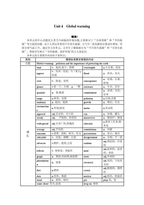 【英语】高中英语新课标(人教版)选修六-优秀教案-{Unit4-Global-warming-Per