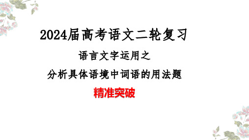 02 分析具体语境中词语的用法题精准突破-2024年高考语文二轮复习之语言文字运用(全国通用)