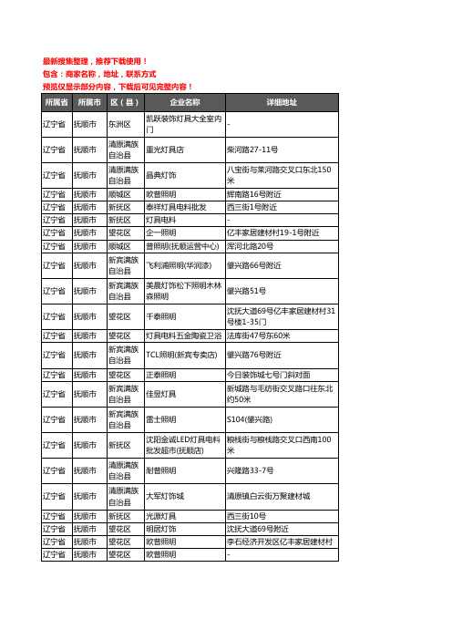 新版辽宁省抚顺市灯饰企业公司商家户名录单联系方式地址大全76家