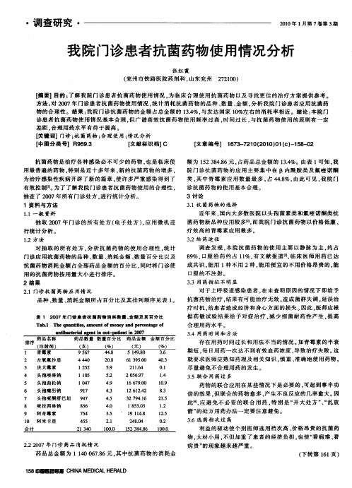 我院门诊患者抗菌药物使用情况分析