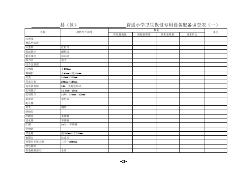 普通小学各类体育场地配备