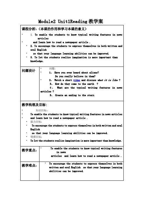 《U1M2 Reading 》教学案