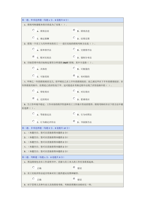 《人力资源管理》第06章在线测试