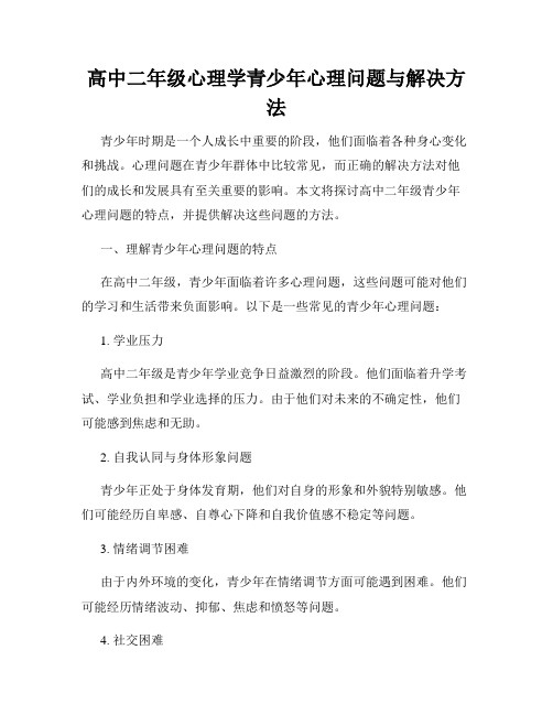 高中二年级心理学青少年心理问题与解决方法