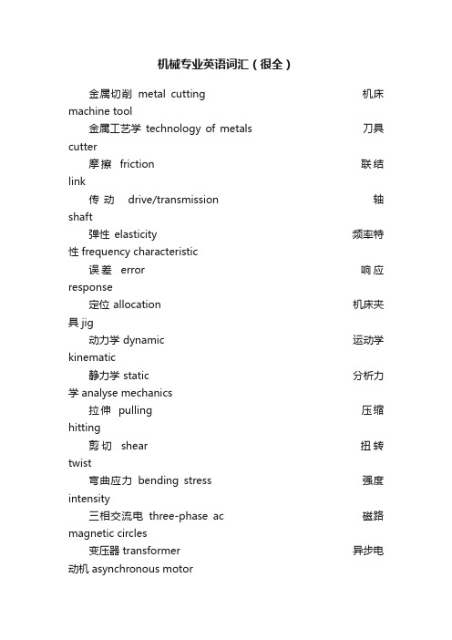 机械专业英语词汇（很全）